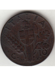 1937 10 Centesimi Impero Rame Italia Vittorio Emanuele III